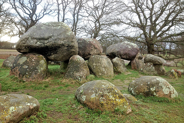 Großsteingrab aus Loon, Niederlande Großsteingrab im Grünen mit Bäumen im Hintergrund