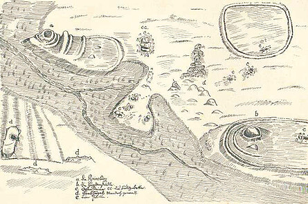 Zeichnung der archäologischen Denkmäler Sievern und Holßel